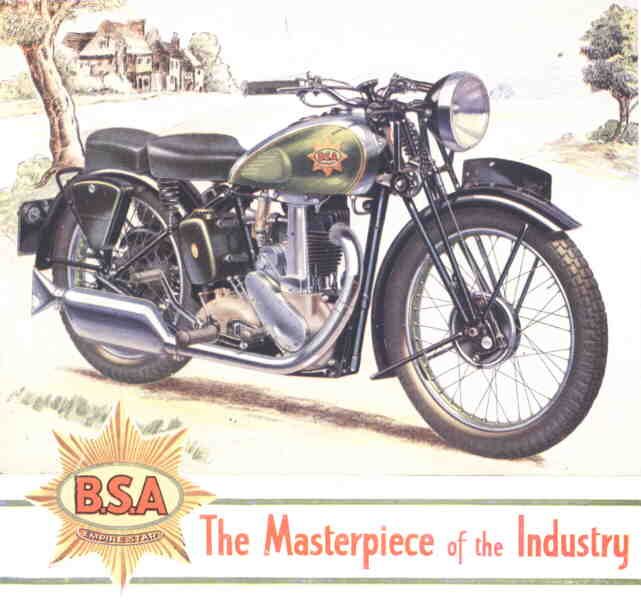 Period black-and-white illustration of a BSA M23 motorcycle.