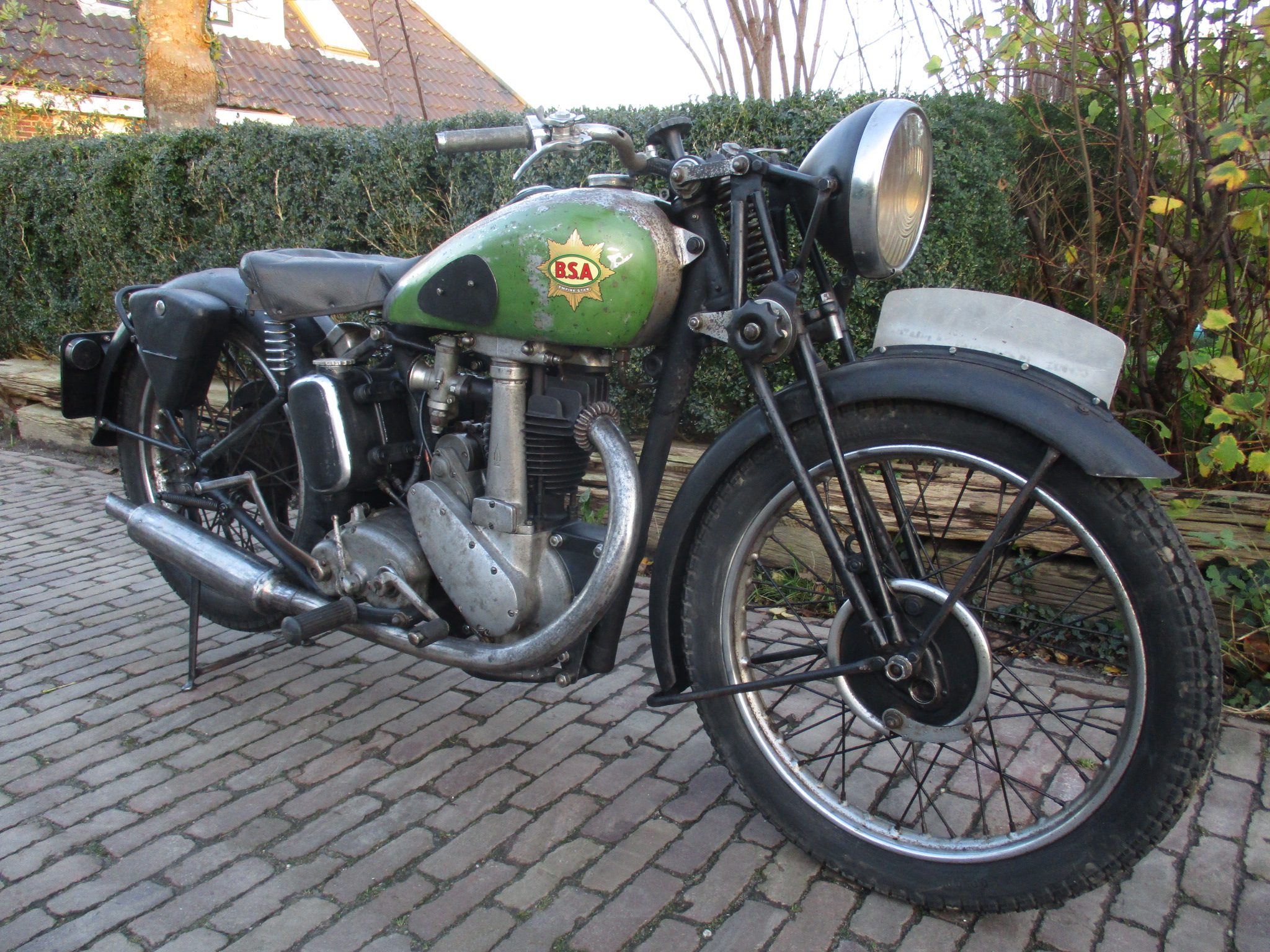 BSA M23 Empire Star project standing substantially assembled.