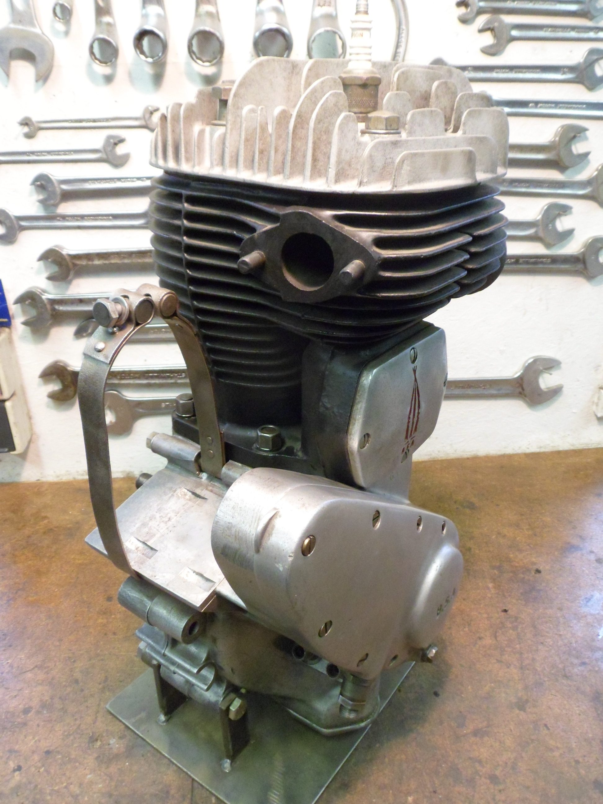 Drive-side view of a BSA M21 engine with cylinder and alloy head.