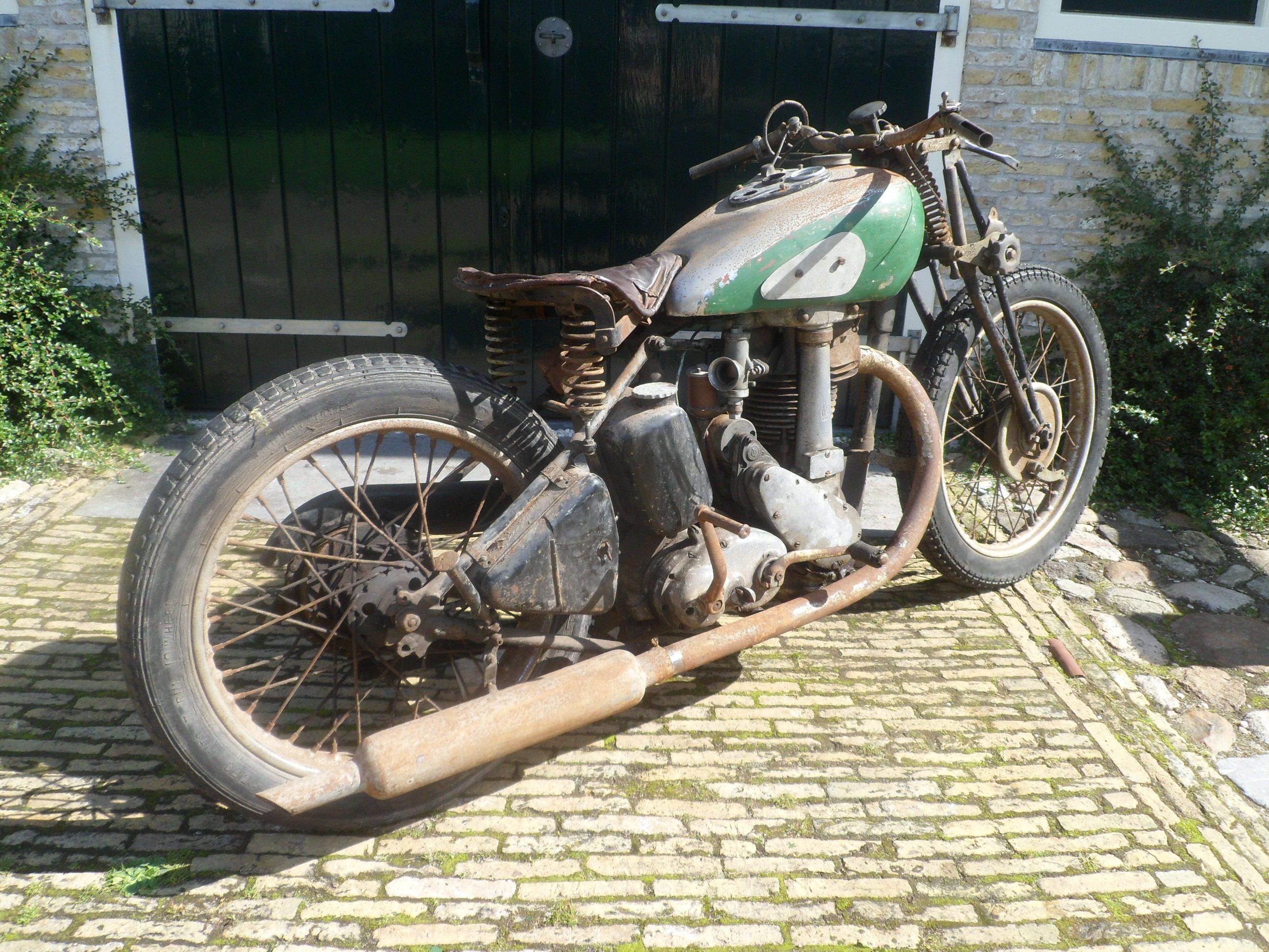 Left side of the incomplete BSA M23 project outside the workshop.