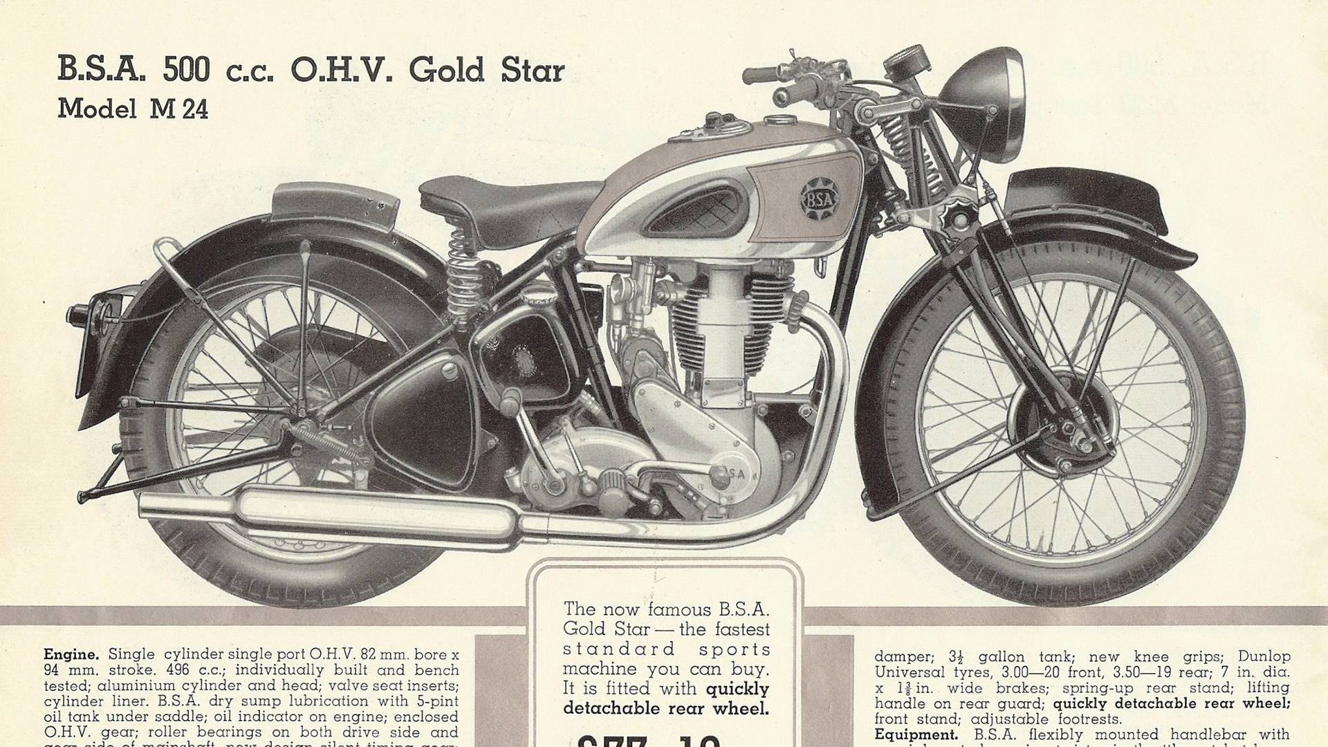 Period BSA catalogue illustration of a Model M24 Gold Star.